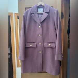 Pink Wool Blend Single-Breasted Coat